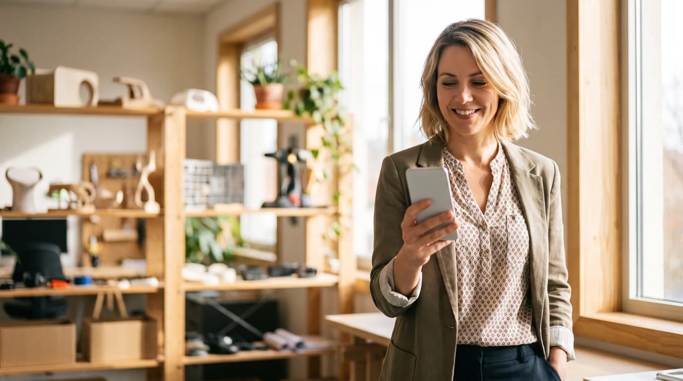 Beraterin sieht eine neue Anfrage auf dem Handy